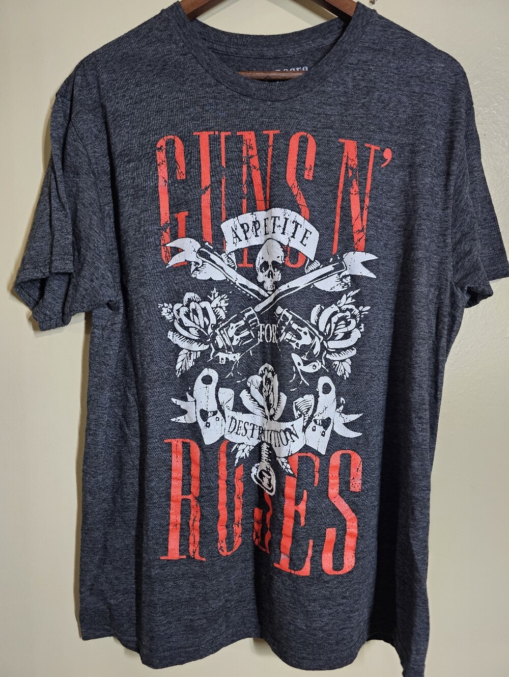 Guns N' Roses Appetite for Destruction Graphic Band Tee Gray Size Large